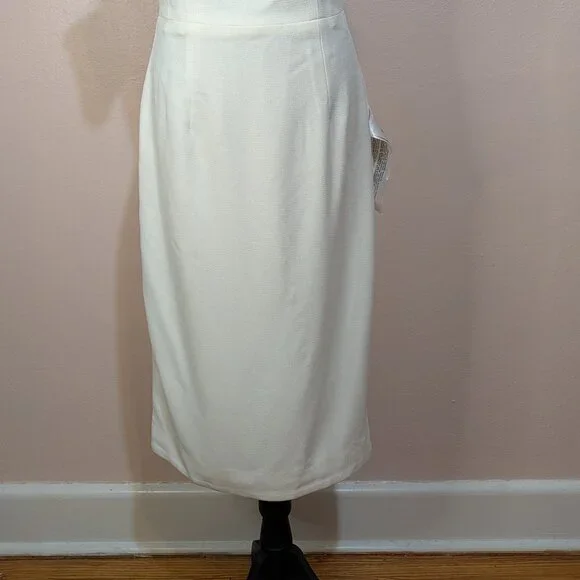 (NWT) Dress The Population Womens Off The Shoulder Dress M Off White Ivory NEW - Picture 4 of 14